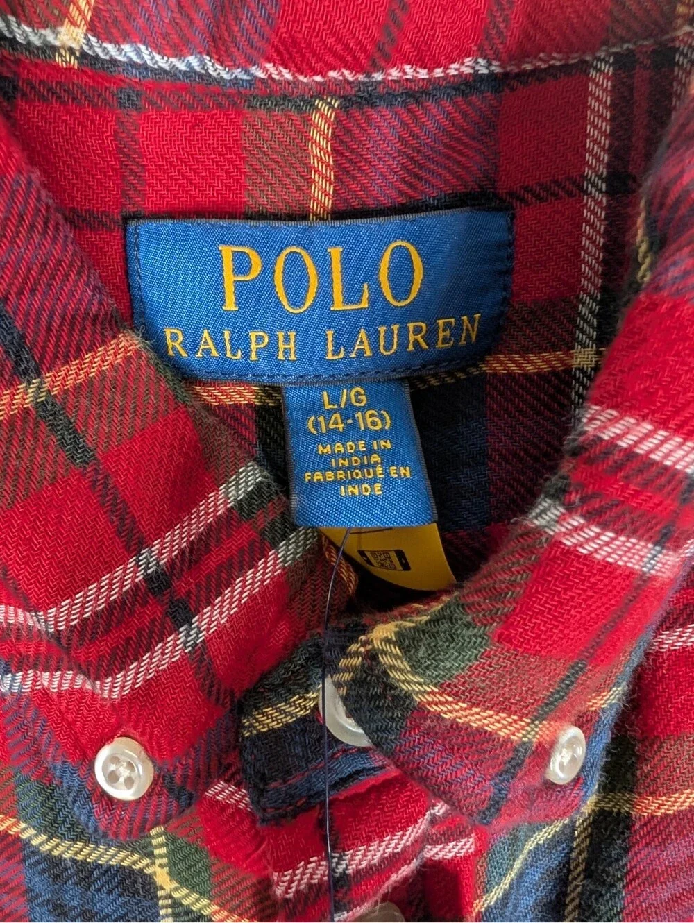 Polo Ralph Lauren Boys Large 14/16 Red Plaid Lined Flannel Shirt Button Pony NWT